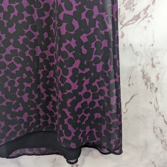 Cabi Dress Womens Small Purple Black Tank Blouson Chiffon Going Out Print 3876 - Picture 4 of 10